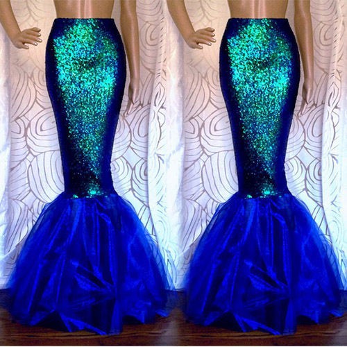 HGL♪Sexy Mermaid Ladies Halloween Costume Fancy Party Sequins Maxi Dress Tail Skirt | BigBuy360 - bigbuy360.vn