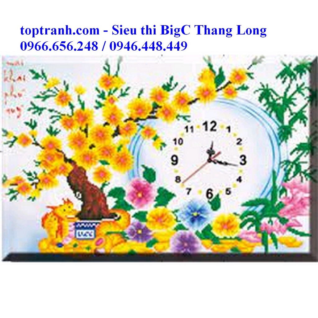 Tranh thêu chữ thập đồng hồ cây mai vàng Mai khai phú quý 88814 chưa thêu