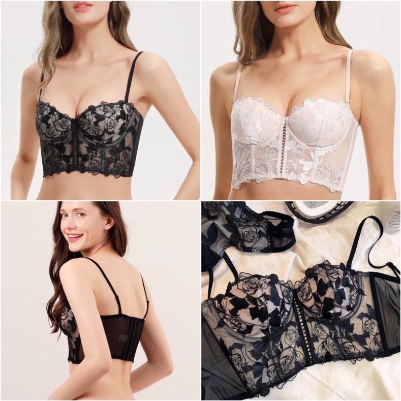 Áo Lót Nữ Ren Myna Croset Hoa Hồng Bản To Có Gọng Đệm Mỏng Cao Cấp 899