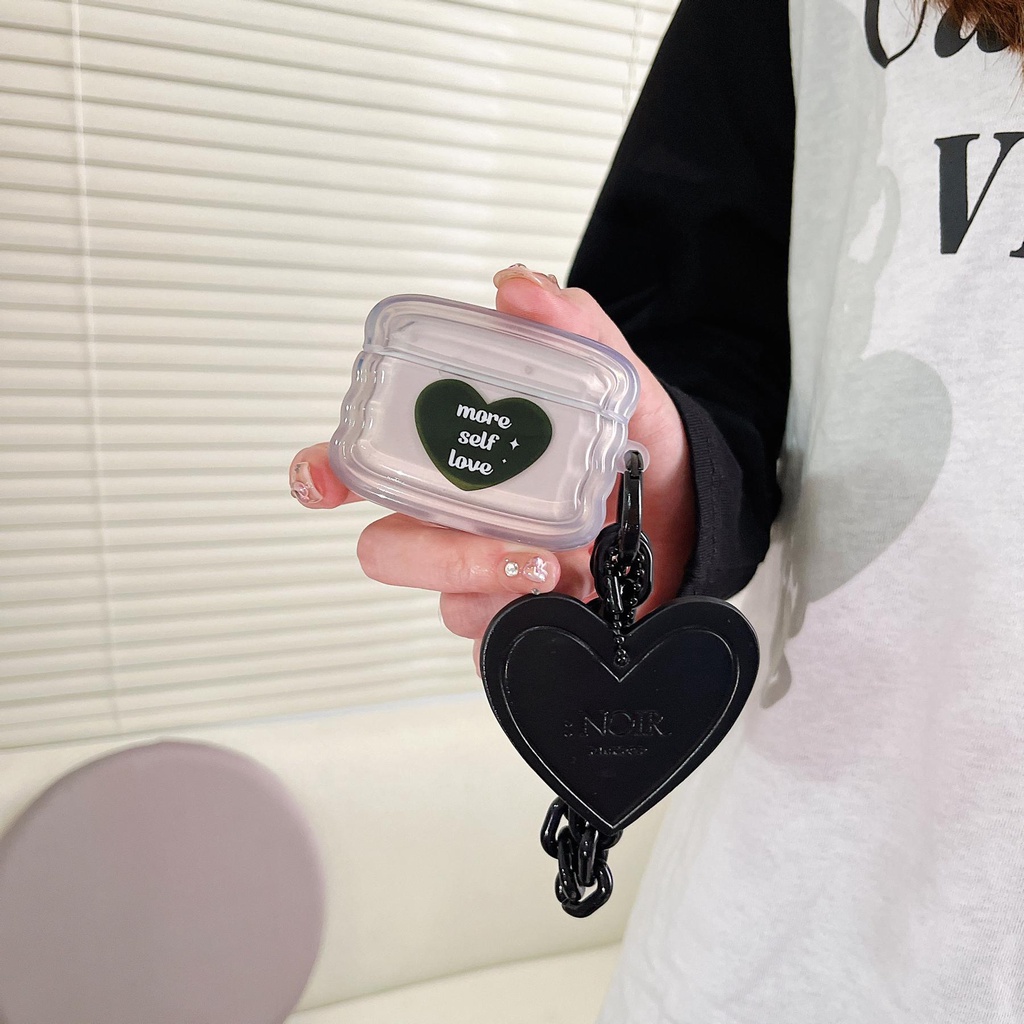 Vỏ Bảo Vệ Hộp Sạc Tai Nghe Bluetooth AirPods Pro 1 / 2 3 2021 gen3 imd Bằng Silicon tpu Mềm Chống Rơi Hình Trái Tim Màu Xám