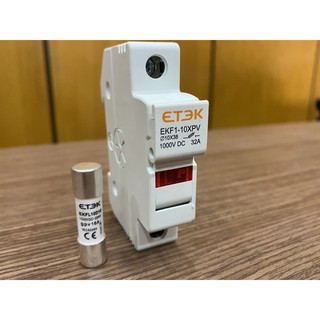 Cầu chì ETEK DC 1000V 16A 32A gắn rail có đèn báo