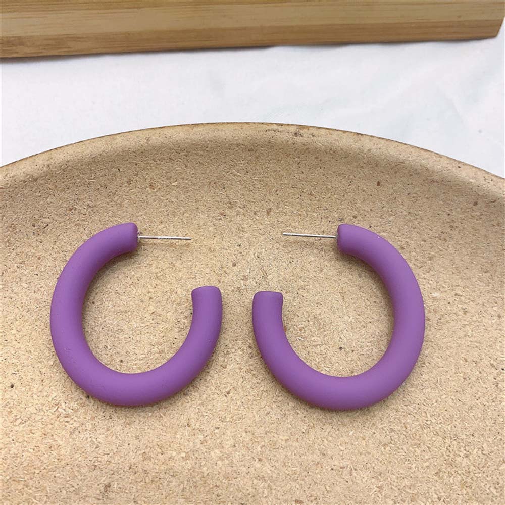 NEEDWAY C-shaped Candy Color Acrylic Matte Geometric Earrings