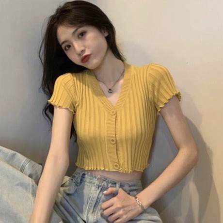 Áo cadigan 3 khuy cộc tay