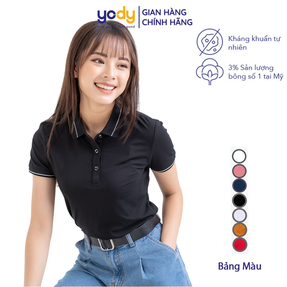 Áo phông nữ Pima YODY 95% cotton pima áo thun polo có cổ mềm kháng khuẩn tự nhiên APN3010