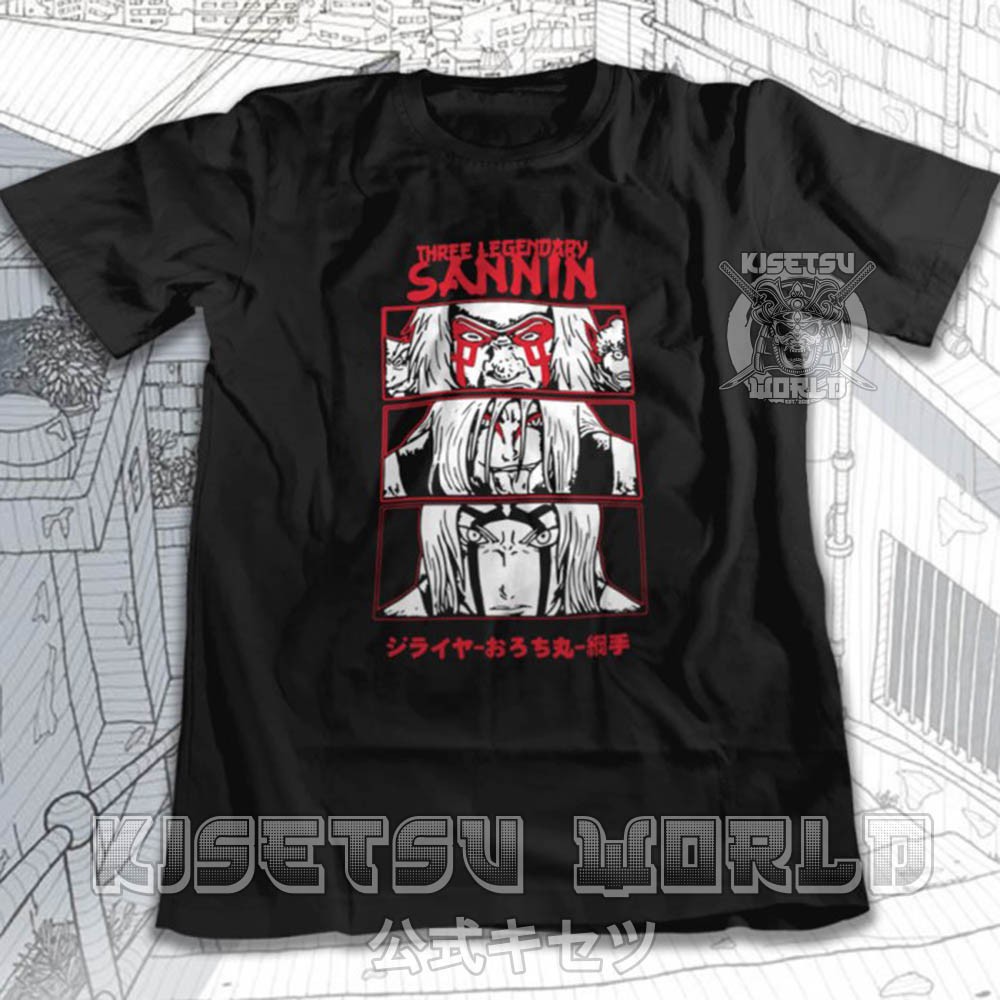 Áo phông NARUTO THREE LEGENDARY SANNIN Baju Karakter Jepang x 6186 Kisetsu Tshirt