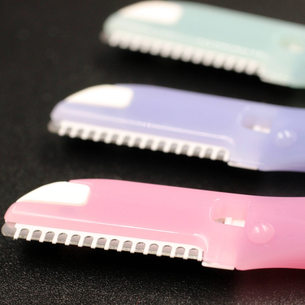 Set 3 Cây Dao Cạo Lông Mặt, Lông Mày Cán Dài Cao Cấp Kai Can For Women Face Thiết Kế Nhỏ, Gọn