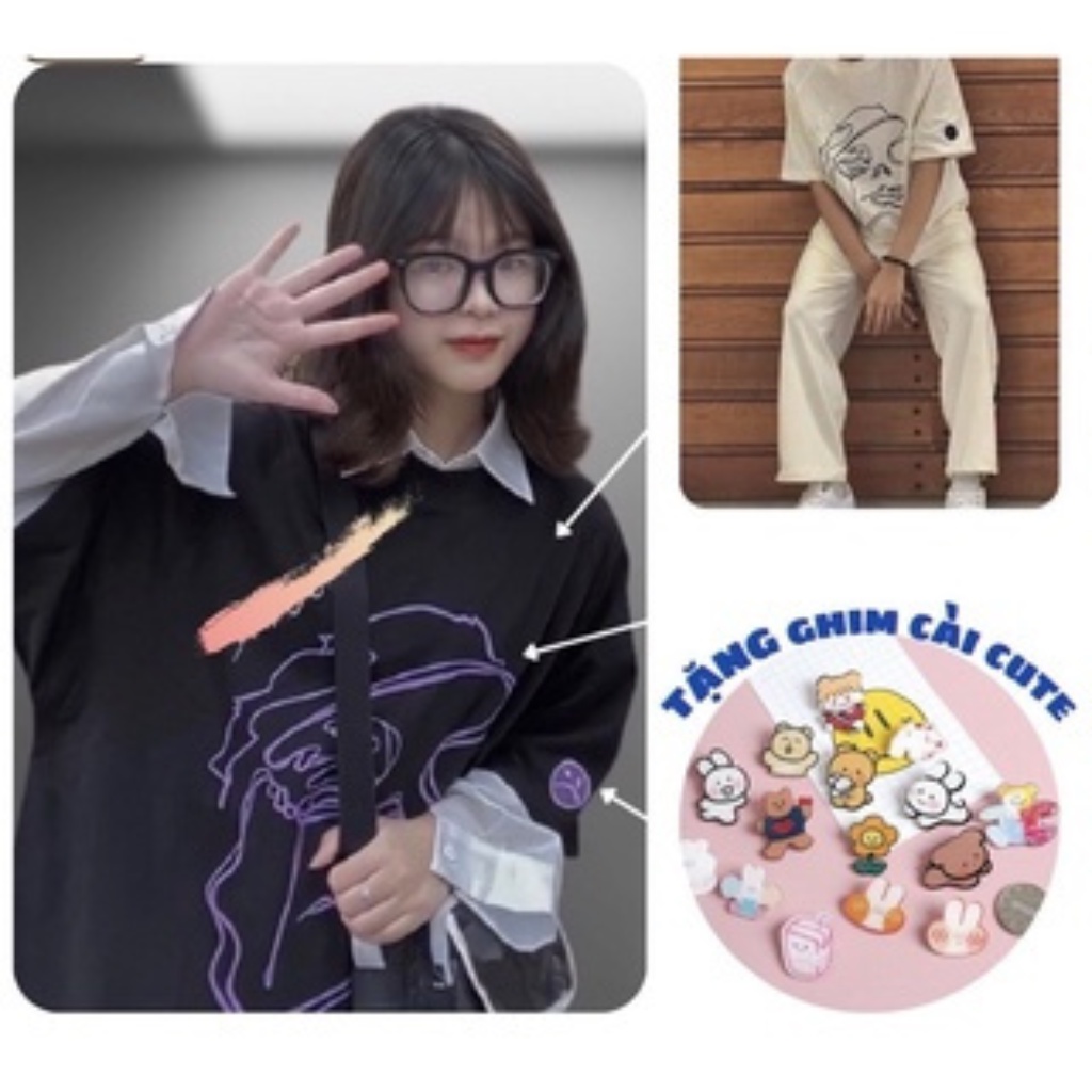 Áo thun tay lỡ Unisex form rộng vải cotton co dãn - áo phông nam nữ phong cách Ulzzang - COCA Store