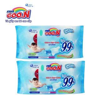 Combo 2 gói Khăn ướt Goon không mùi gói 55 miếng 