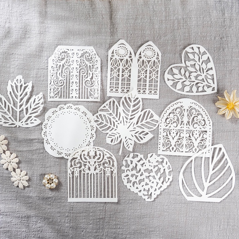 Set 10 Giấy Kraft Màu Trắng Trang Trí Sổ Tay/Nhật Ký/Văn Phòng Phẩm