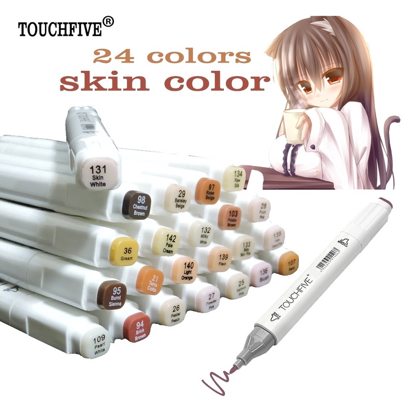 Set bút đánh dấu hai đầu gồm 24 màu thương hiệu TouchFive tiện dụng