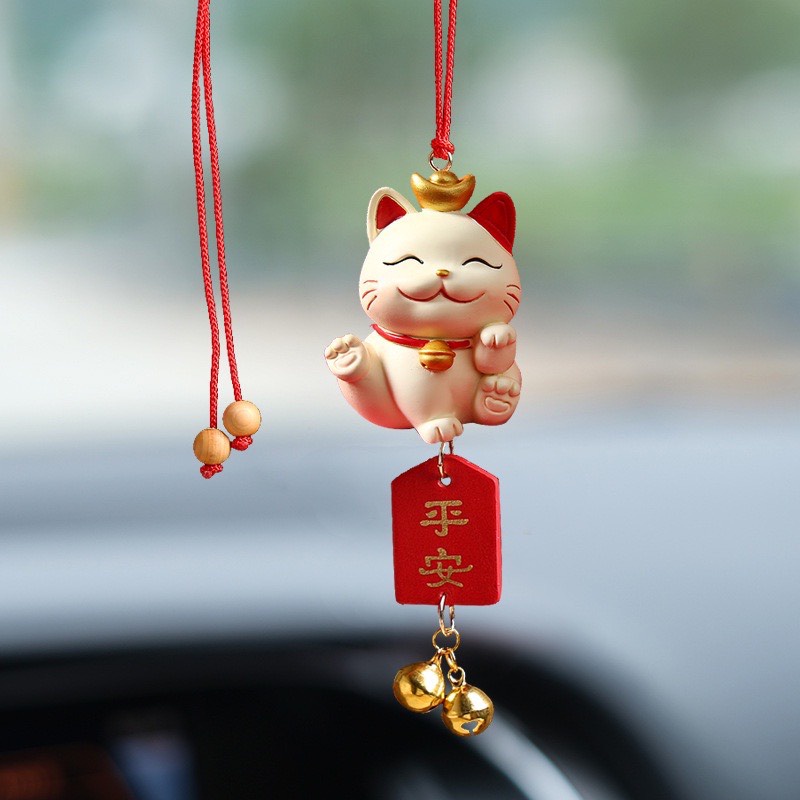 Dây Treo Trang trí Gương Chiếu Hậu Xe Hơi - Khánh Treo Gương Mèo May Mắn