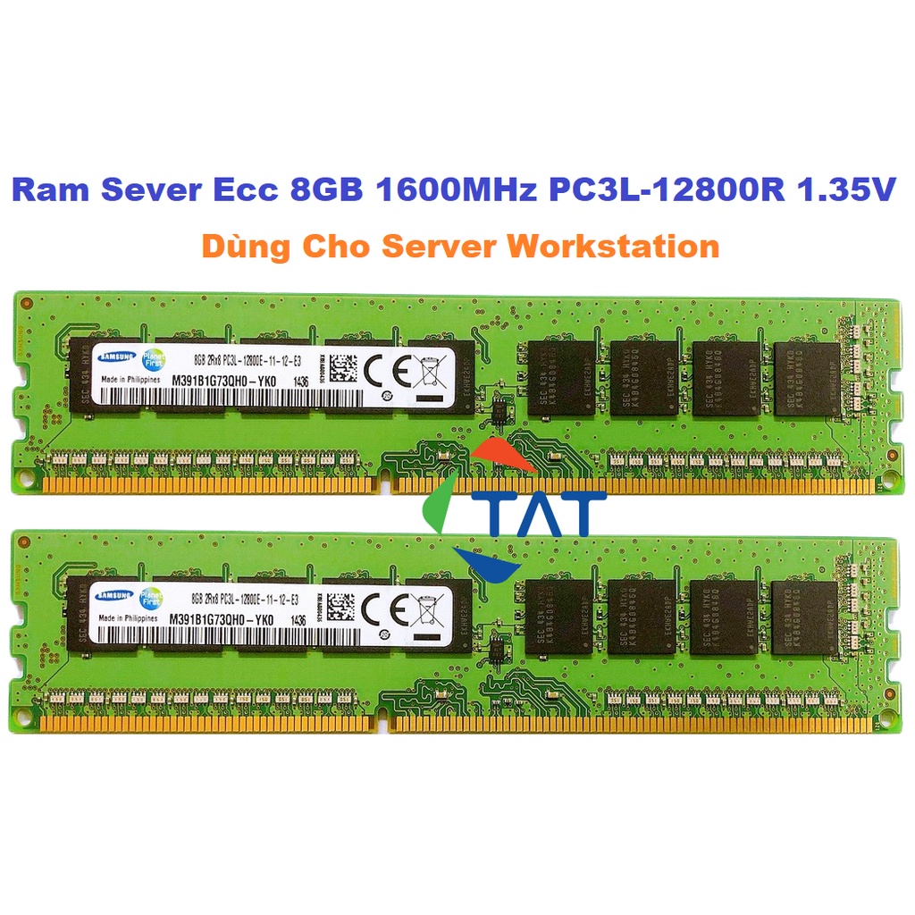 Ram ECC Samsung 8GB DDR3 1600MHz PC3L-12800E 1.35V Unbuffered Dùng cho Server Workstation