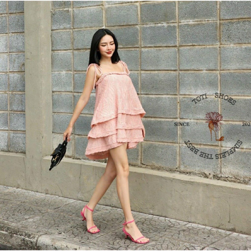 Giày Cao Gót TOTTE SHOES - Guốc Nữ Dây Mảnh Gót Lùn Nhọn - Saldan Thời Trang Mũi Vuông