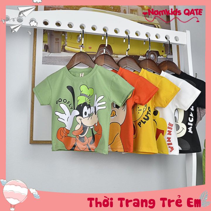 Combo 2 Áo Thun Cho Bé Gái Và Bé Trai In Hình Hoạt Hình Đáng Yêu Từ 8kg Đến 26kg Được Chọn Màu Namkidsqate