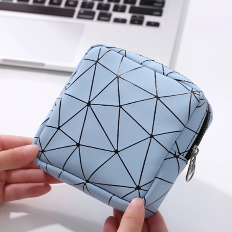 Women PU Lingge Small Square Bag Purse/ Portable Cosmetic Storage Bag/ Girls Lingge Makeup Pouch/ Travel Waterproof Toiletry Bag/  Stationery Notes Phones Organizer with Zipper