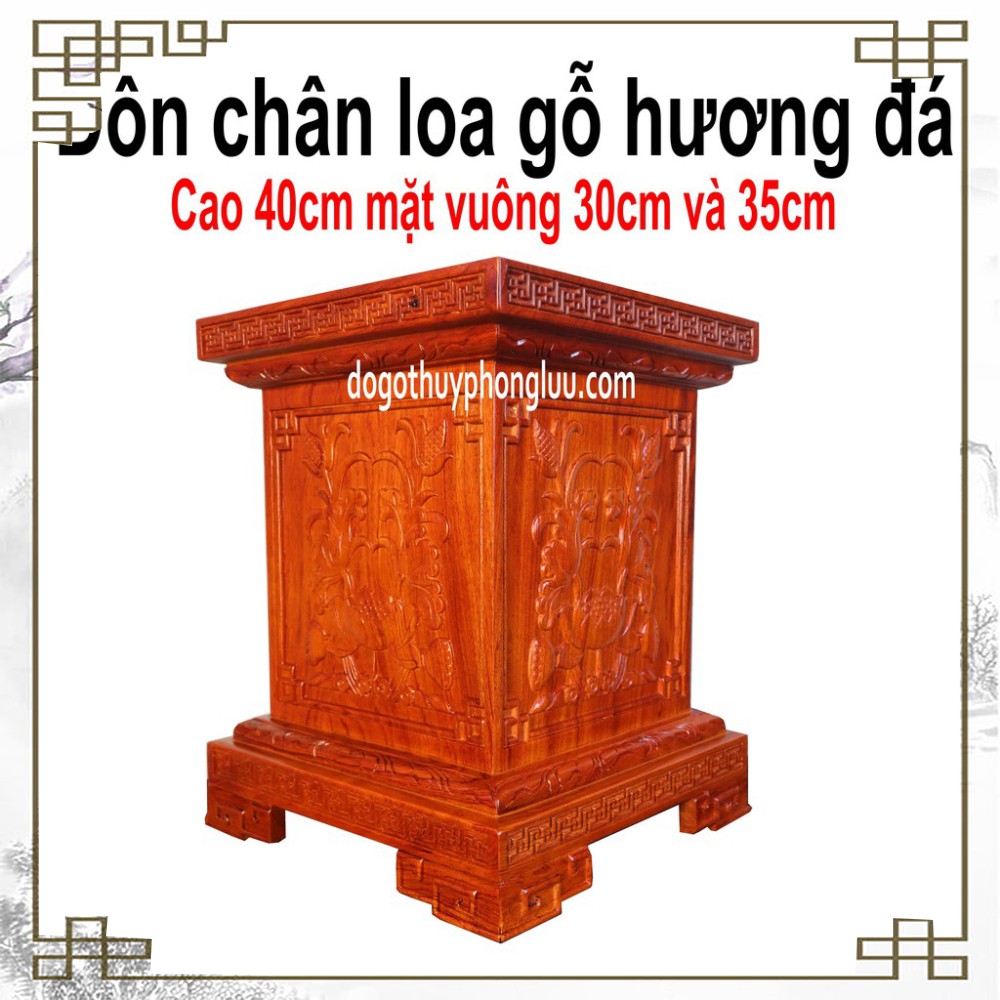 Đôn chân loa kê đồ gỗ hương đá cao 40cm