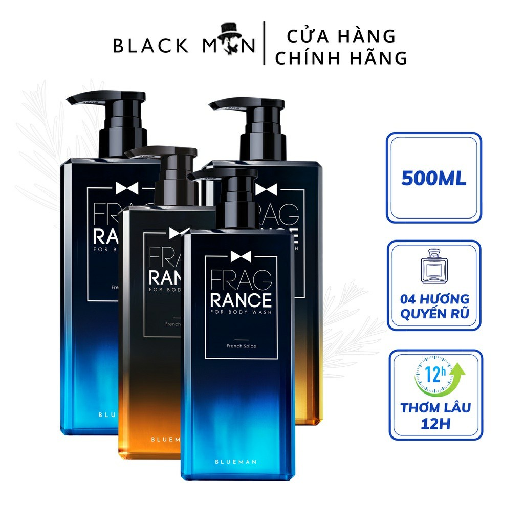 Sữa Tắm Nam Hương Nước Hoa Thơm Lâu Blueman Dưỡng Ẩm, Làm Trắng Da 500ml