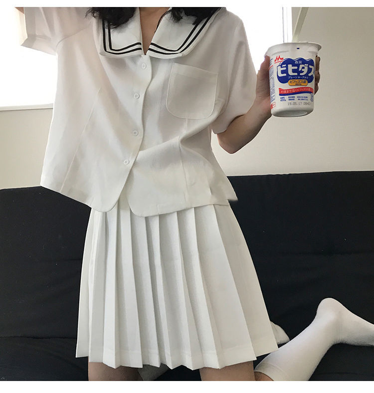 Chân Váy Xếp Ly JK Plain Uniforms Pleated Skirts Korean High Waist Pleated Skirt Slim