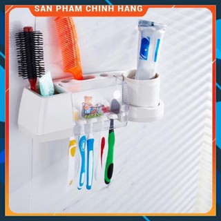 CHÍNH HÃNG -  Khay để bàn chải và kem đánh răng nhựa trắng A2155,Giá để bàn chải đánh răng hút chân không