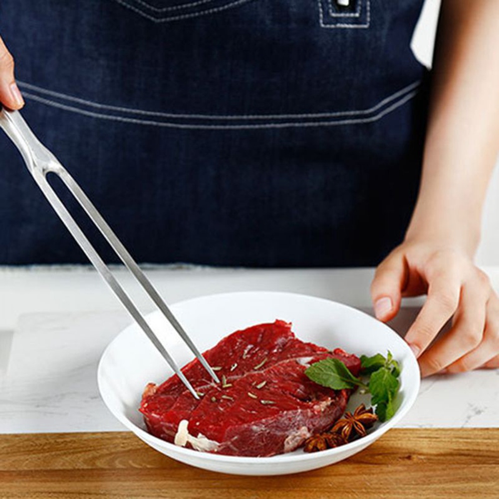 Nĩa xiên thịt nướng BBQ bằng thép không gỉ tay cầm gỗ chất lượng cao