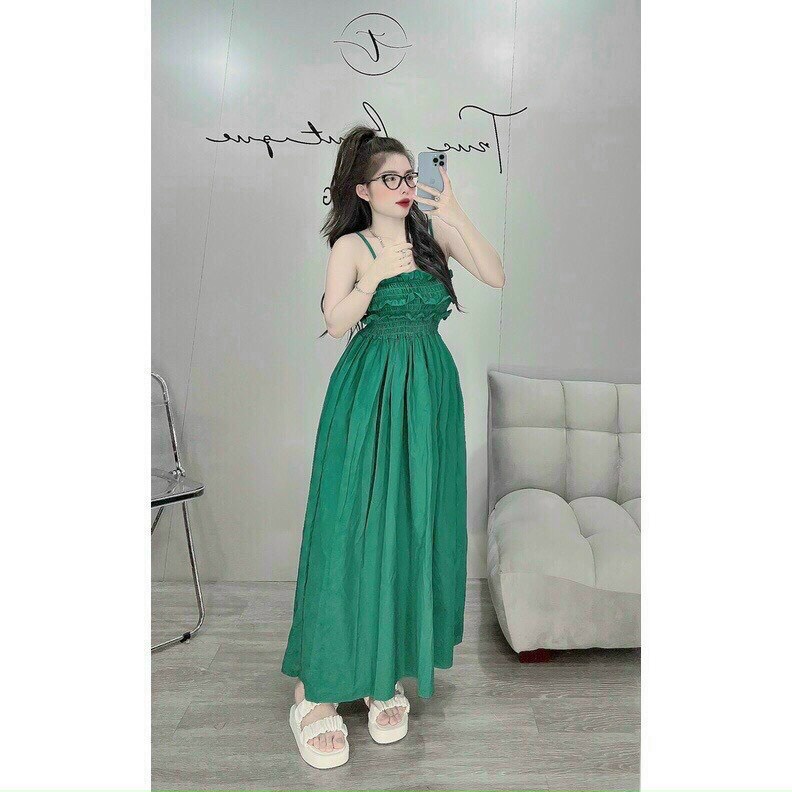 [Freeship 2022] Đầm lụa 2S dáng xoè bo chun ngực, đầm trơn basic nhiều màu, , maxi đi biển dáng xoè sang chảnh