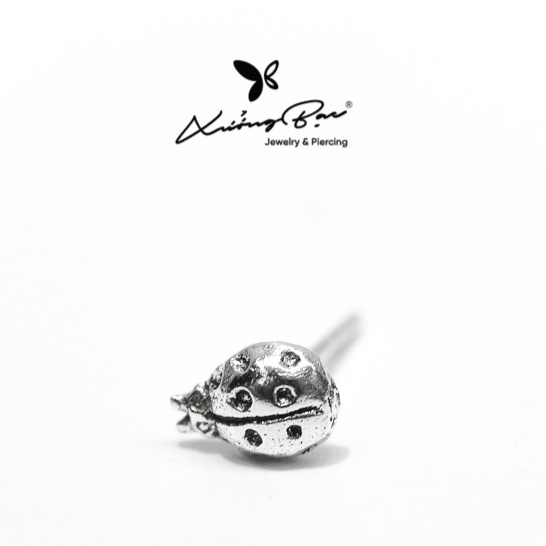 Khuyên tai nụ hình con bọ cánh cam Xưởng Bạc, bông tai bạc nam nữ, unisex đeo vị trí Hellix, Tragus, Conch KNT29.75
