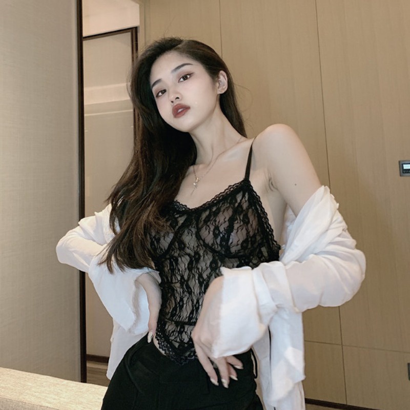 FREESHIP💓Thiết kế gợi cảm và đa năng dây rút bên ngoài mặc áo yếm ren 2021 mới bên trong kiểu Pháp retro