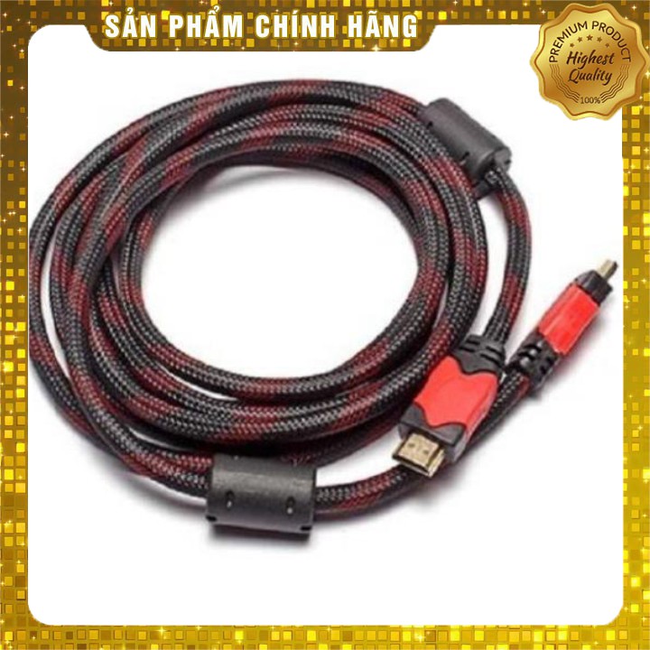 Dây cáp HDMI tròn 3m (Xả Kho) Dây cáp hdmi bọc dù bền bỉ chống nước dẻo dai (Đen phối đỏ).DHT4