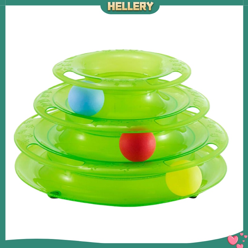 [HelleryVN] Khay Bóng Đồ Chơi Ba Tầng Màu Xanh Lá Cây Thông Minh Cho Mèo Cưng