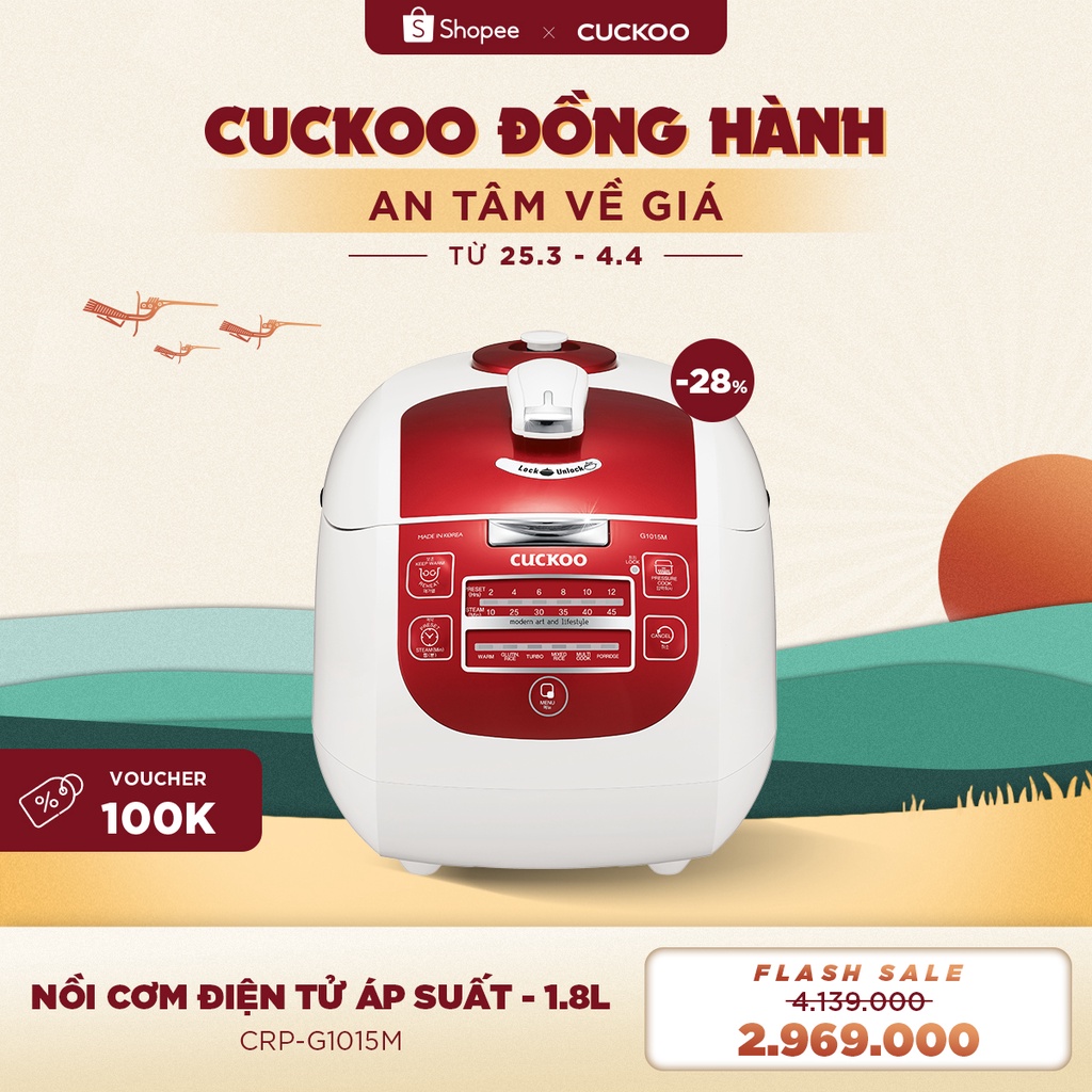 [Mã ELHADEV giảm 4% đơn 300K] Nồi cơm áp suất điện tử CUCKOO 1.8L CRP-G1015M - HÀNG CHÍNH HÃNG - CHẤT LƯỢNG HÀN QUỐC