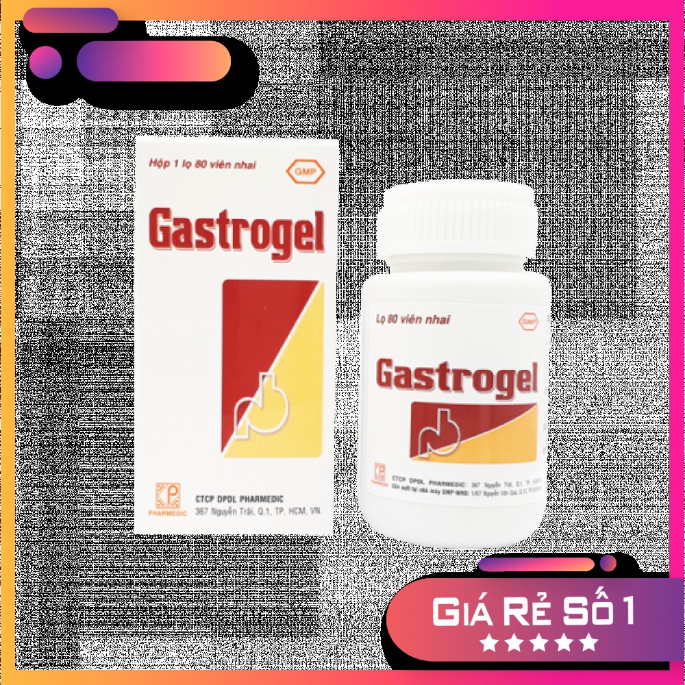 Gastrogel Dạ dày chữ P - Chai 80 Viên nhai trào ngược, đau dạ dày - Có giấy An toàn thực phẩm, Nhà thuốc chuẩn GPP