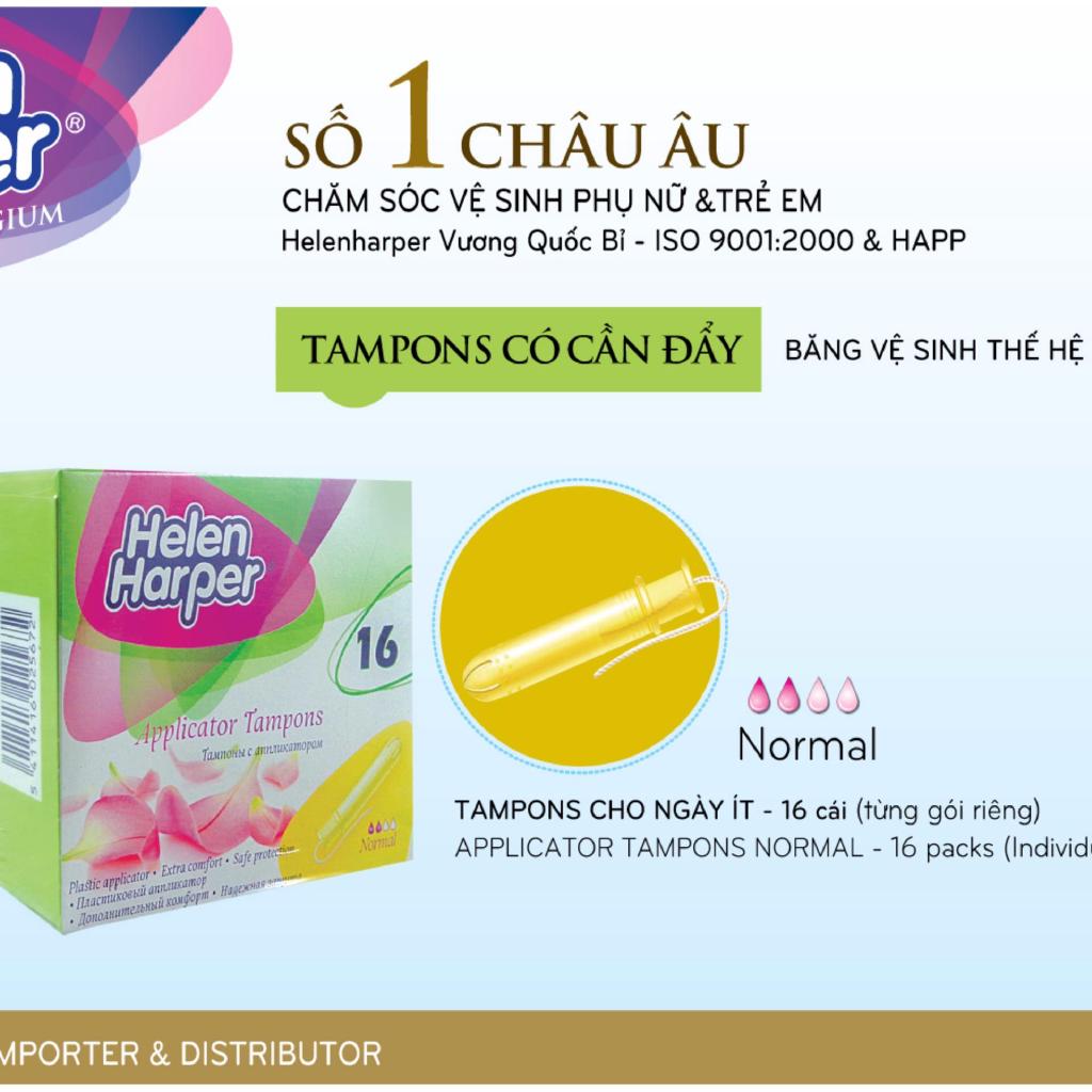Băng Vệ Sinh Helen Harper TAMPON NORMAL APPL ( 16 Miếng / Gói ) Có Cần Đẩy - Nhập Khẩu Từ Bỉ