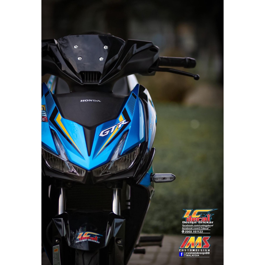 TEM RỜI mẫu GTR xanh ngọc cho Winner X đen - tem 3 lớp cao cấp không bay màu