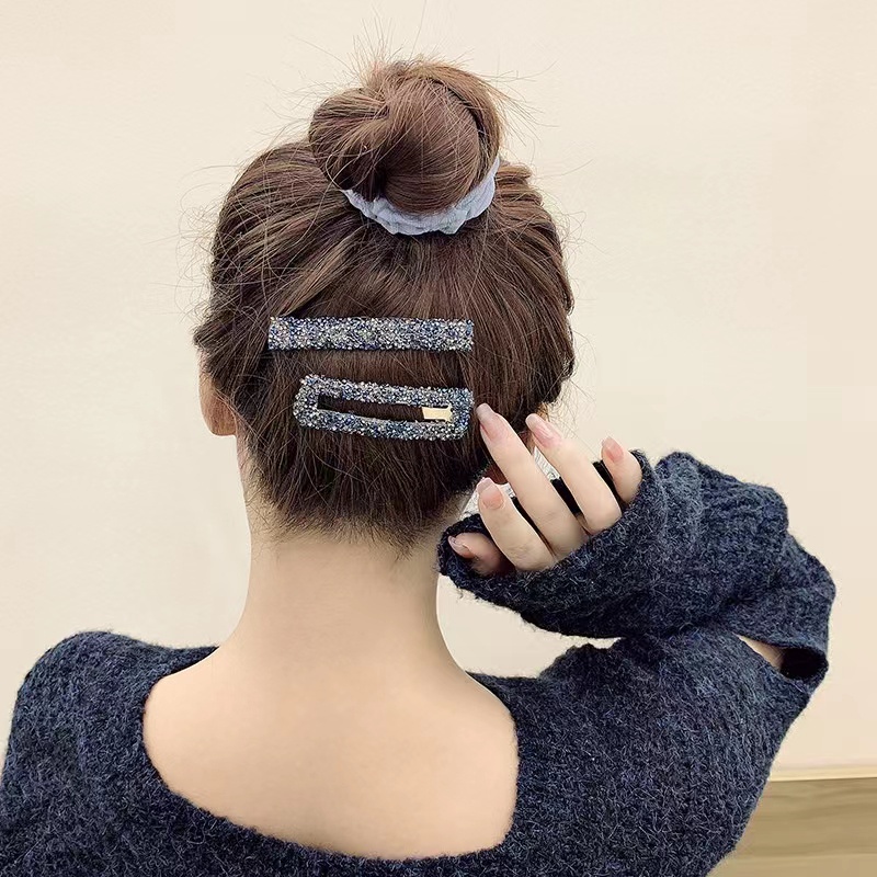 Kẹp Tóc Đính Đá Hình Vuông Đơn Giản Phong Cách Retro Thời Trang Cho Nữ