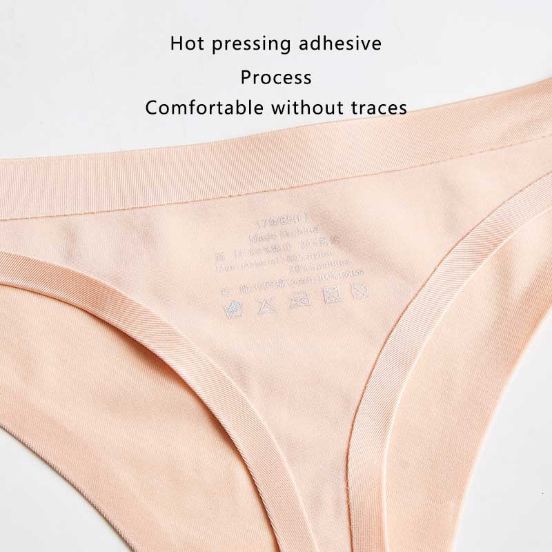 women luxury ice silk panties seamless thong M-3XL oversized briefs plain smooth underwear