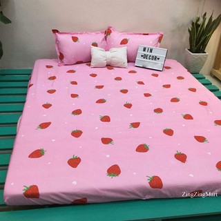 Ga gối poly cotton Mẫu Dâu Tây