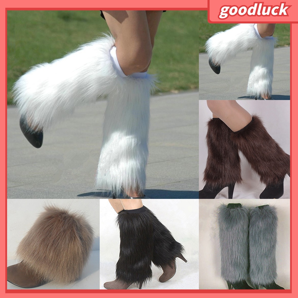 Đôi Vớ DàI MàU Trơn PhốI Lông Giả ThờI Trang Cho Nữ