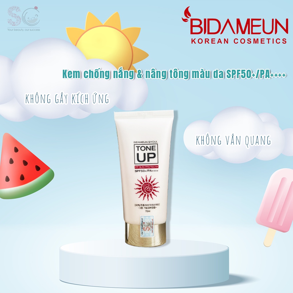Kem chống nắng và nâng tone da Bidameun Siyoul Tone Up Fit Sun Protecta SPF50+/PA++++ 70ml