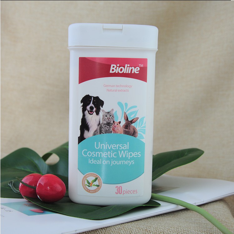 Khăn lau ố mắt -Bioline cho chó mèo -HỘP 30 miếng