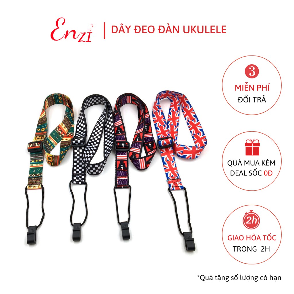 Dây đeo đàn ukulele nhiều màu sắc không cần đục thùng hàng loại 1 Enzi