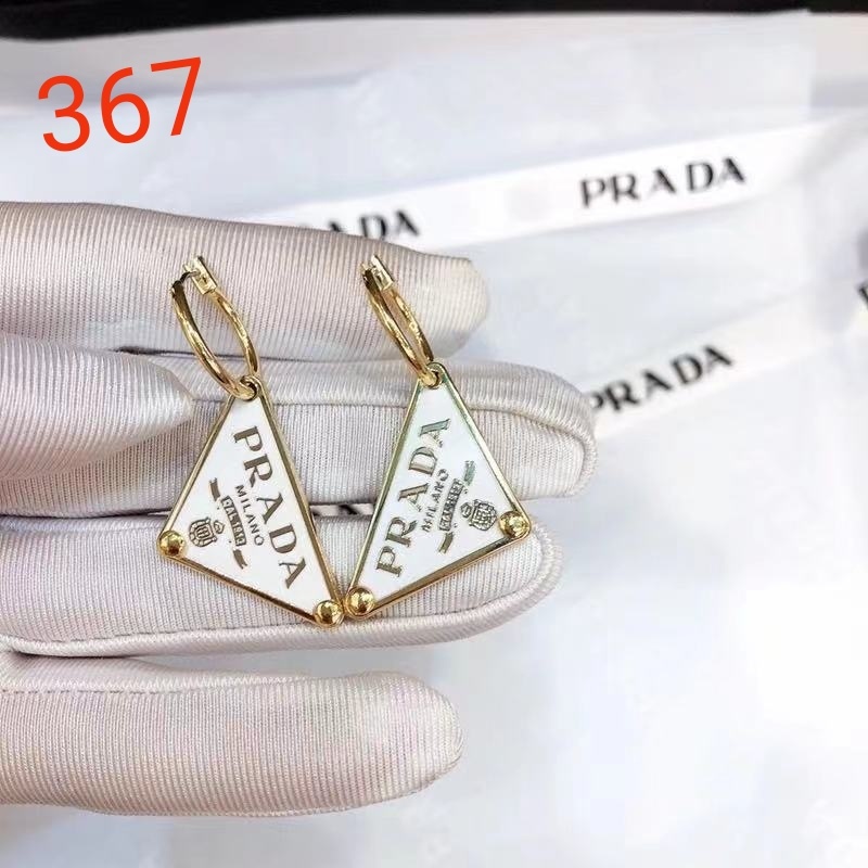 Khuyên Tai Tròn Bằng Thép Titan In Logo Prada Thời Trang Cho Nữ