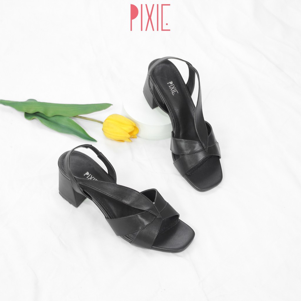  Sandal Cao Gót 5cm Mũi Vuông Quai Chun Pixie X541