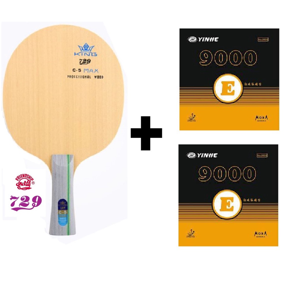 Combo vợt bóng bàn gồm cốt vợt 729 C-5 MAX và hai mặt vợt YINHE 9000E