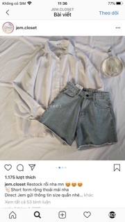 🔥Quần Short Jeans Trơn Lưng Cao💮