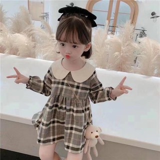 váy kẻ burberry cho bé tặng gấu bông
