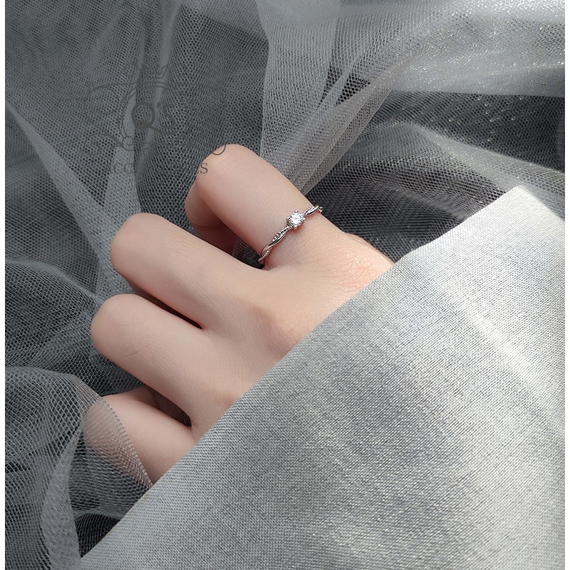 Nhẫn bạc 925 giác cắt nữ rãnh trượt trơn tối giản S925 MINIMAL QA SILVER Ring RI230401