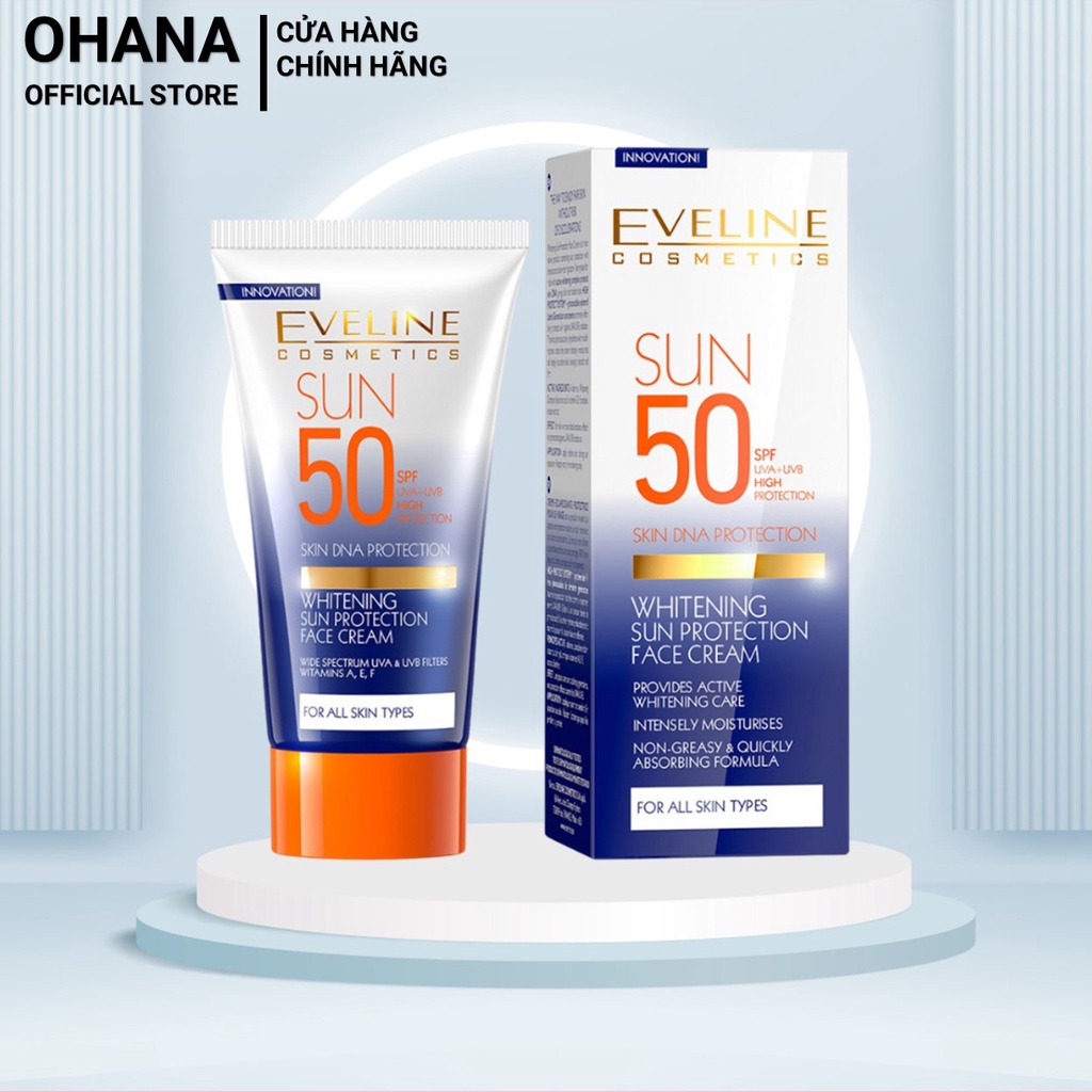 Kem Chống Nắng Trắng Da Eveline Whitening Sun Protection Face Cream SPF50 50ml