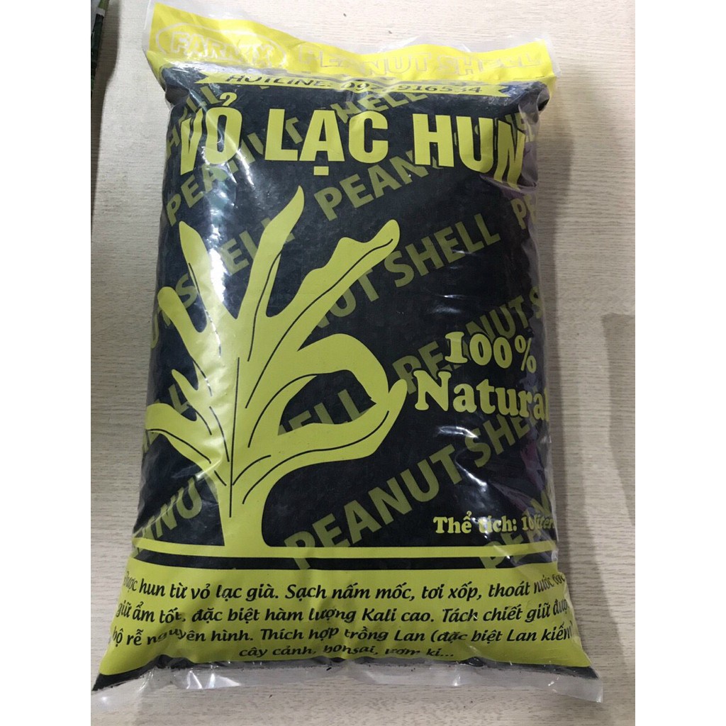 (~2kg - túi 10dm3) Vỏ lạc hun cháy 100% nguyên cánh giá thể trồng kiếm cao cấp