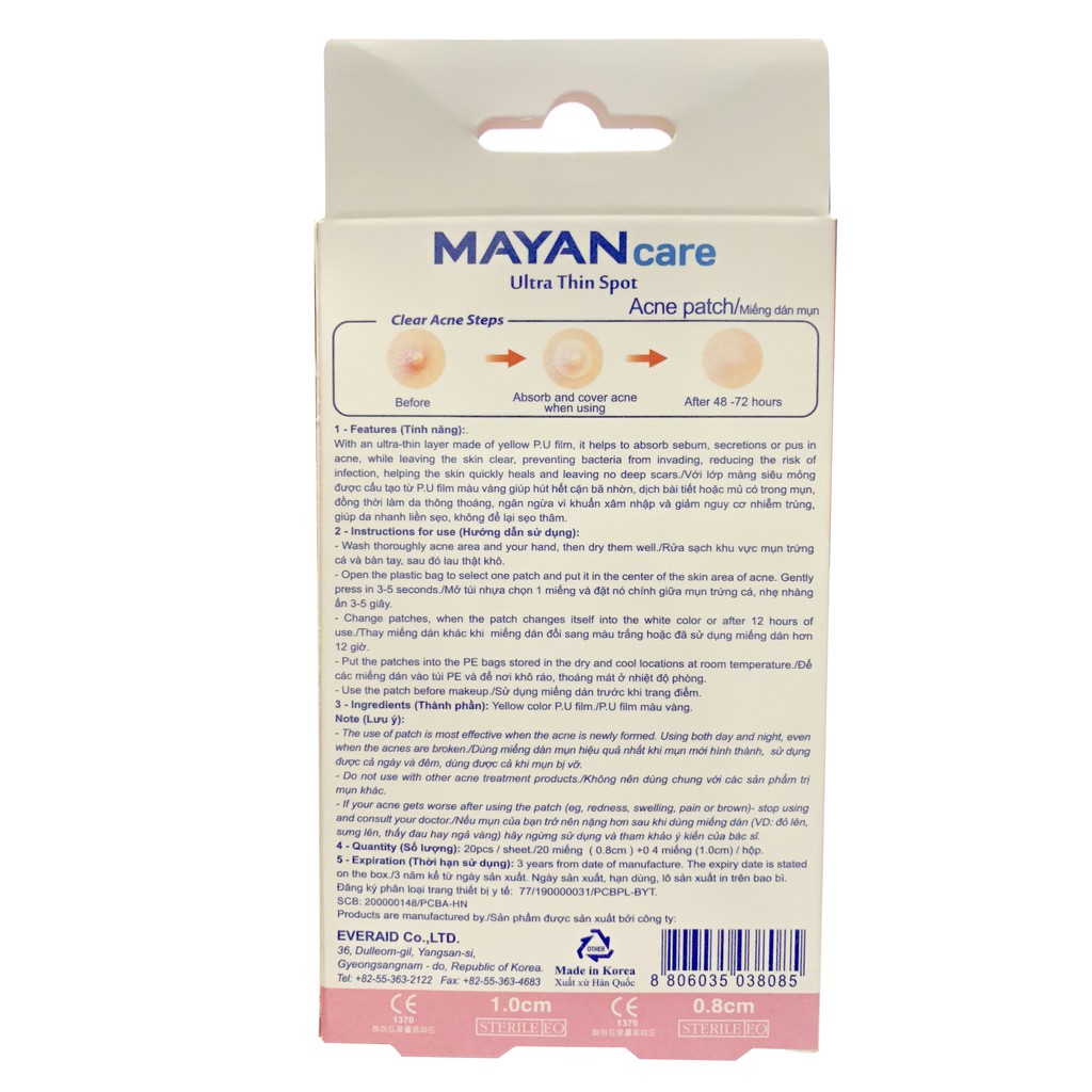 Miếng Dán Che Mụn Mayan Care Ultra Thin Spot Patch