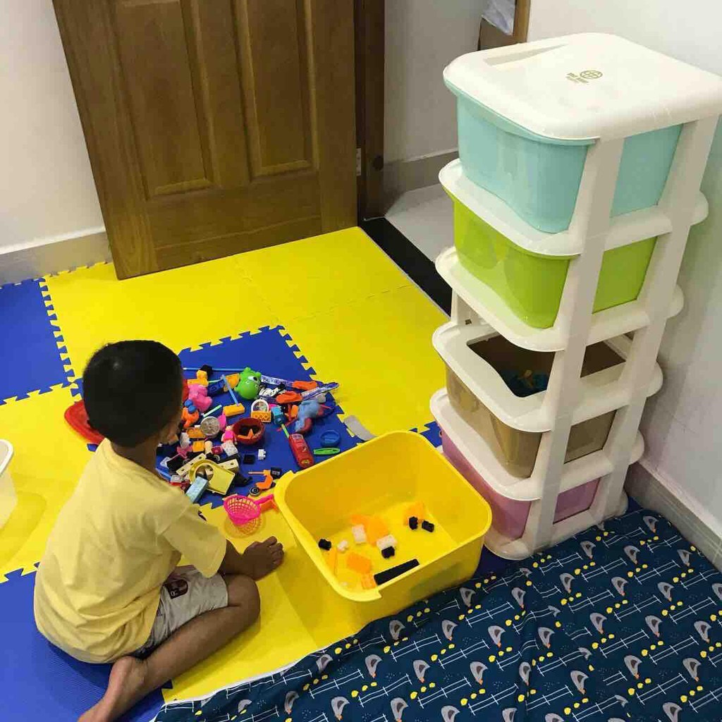 Tủ đựng đồ 5 tầng ngũ sắc cao cấp có bánh xe đẩy tiện lợi, tủ nhựa đa sắc lắp ghép 5 tầng chính hãng GL